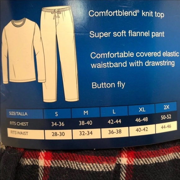 Hanes Knit Top Flannel Pants Mens Size 2XL Pajamas New With Tags Super … - Picture 7 of 9